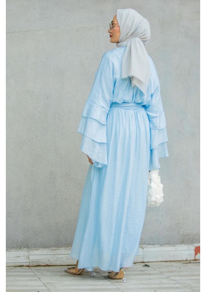 Risey Fırfırlı Relax Elbise-Mavi fırsatları