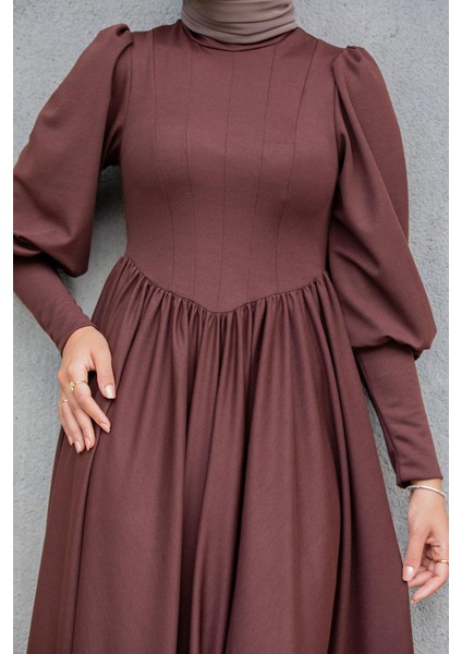 Madam Kuplu Tasarım Elbise-Kahve fiyatları