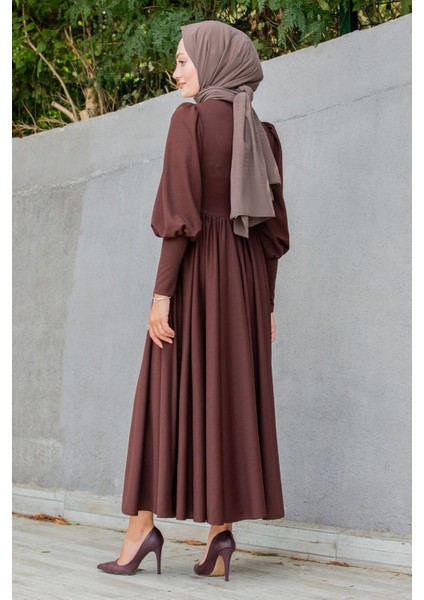 Madam Kuplu Tasarım Elbise-Kahve modelleri