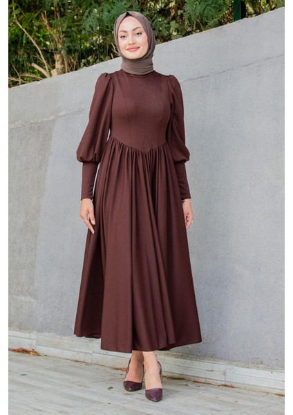 Madam Kuplu Tasarım Elbise-Kahve indirimleri