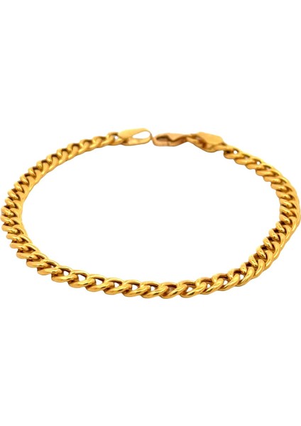 Klasik Ince Gurmet Model Unisex Sarı Altın Bileklik