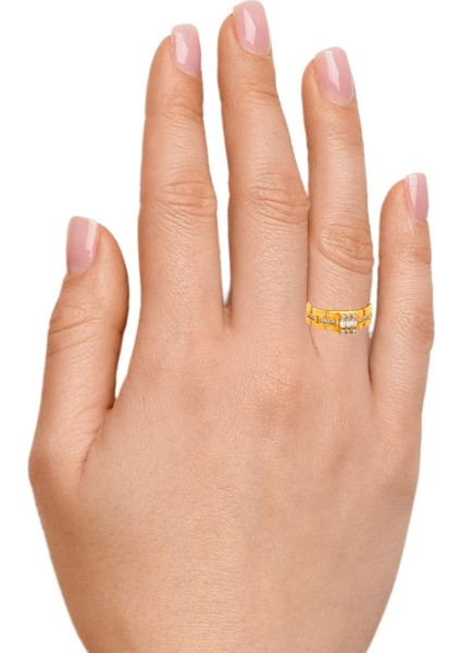 Zirkon Baget Taş Detaylı Modern Tarz Sarı Altın Yüzük fırsatları