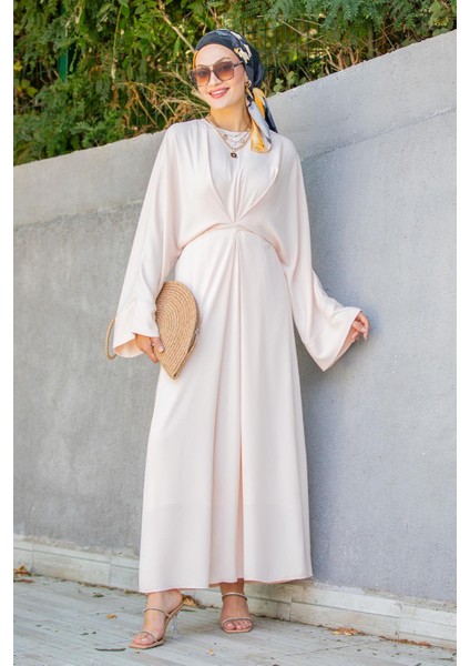 Nilss Bağlama Detaylı Elbise-Bej