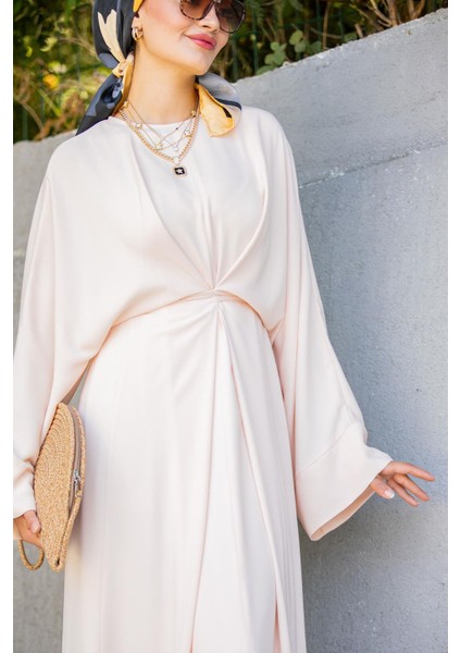 Nilss Bağlama Detaylı Elbise-Bej fiyatları