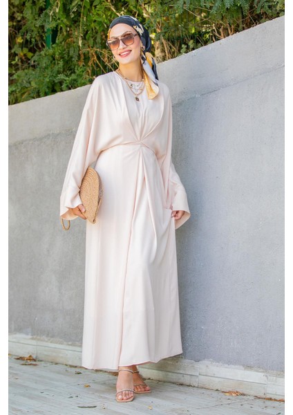 Nilss Bağlama Detaylı Elbise-Bej modelleri