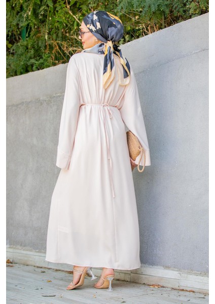 Nilss Bağlama Detaylı Elbise-Bej fırsatları