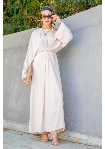 Nilss Bağlama Detaylı Elbise-Bej indirimleri