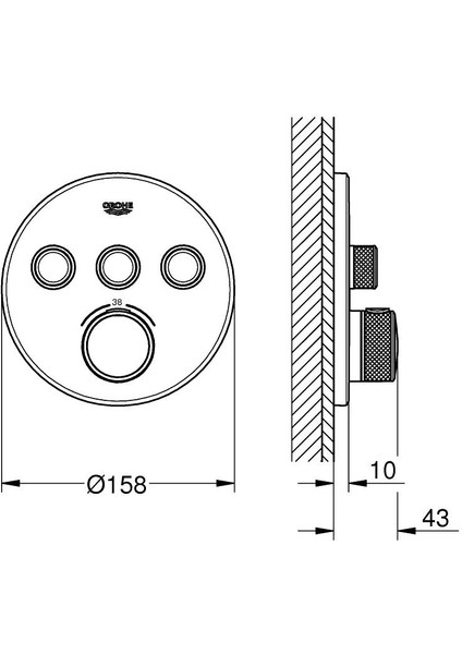 Grohtherm Smartcontrol Üç Valfli Akış Kontrollü, Ankastre Termostatik Duş Bataryası Grh 29121000 fiyatları