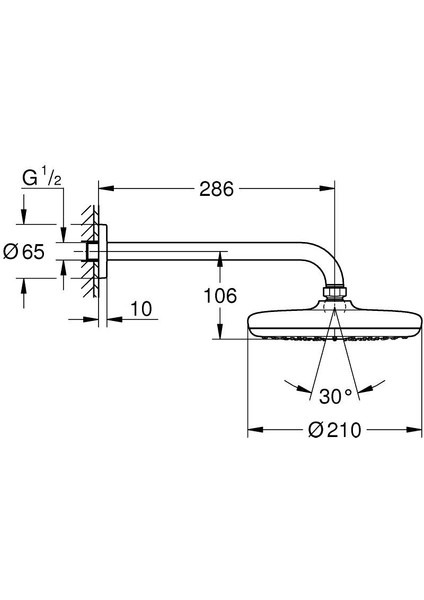 Tempesta 210 Tek Akışlı Tepe Duşu Seti 286 mm Grh 1022182430 indirimleri
