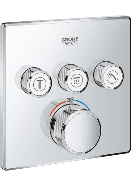 Grohtherm Smart Control Üç Valfli Akış Kontrollü, Ankastre Termostatik Duş Bataryası Grh 29126000