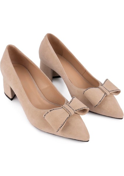 Hakiki Deri Rahat Fiyonklu Klasik Ayakkabı Bej Süet 45350