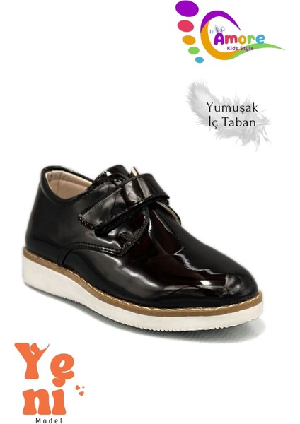 Cırt Cırtlı Erkek Çocuk Ayakkabısı – Okul & Sünnet Düğünü Için Klasik Model Siyah Rugan Beyaz fırsatları