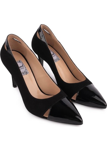 Hakiki Deri Süet Rugan Detaylı Rahat Klasik Siyah 46105