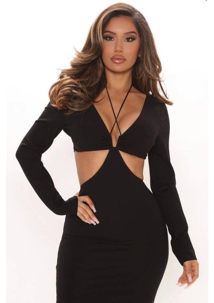 Kadın Full Dekolte Detay Fırsat Ürün Seksi Elbise