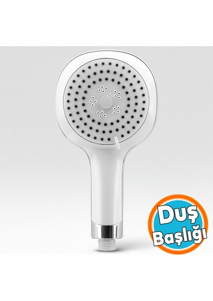 Banyo Duş Başlığı Fiskiyesi Telefonu Yuvarlak Başlık Beyaz Renk