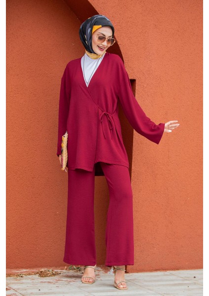 Beren Aerobin Kimono Takım-Bordo