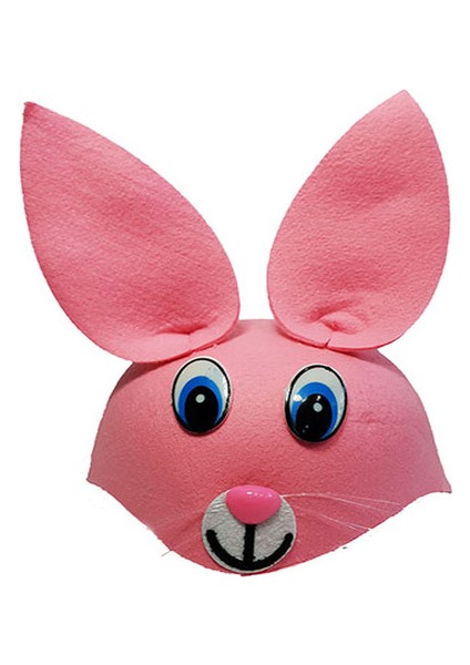 Pembe Renk Kulaklı Tavşan Şapkası Hayvan Şapkası