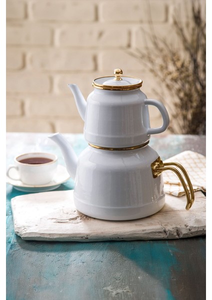 Roomy Beyaz Emaye Çaydanlık Set 4534 fiyatları