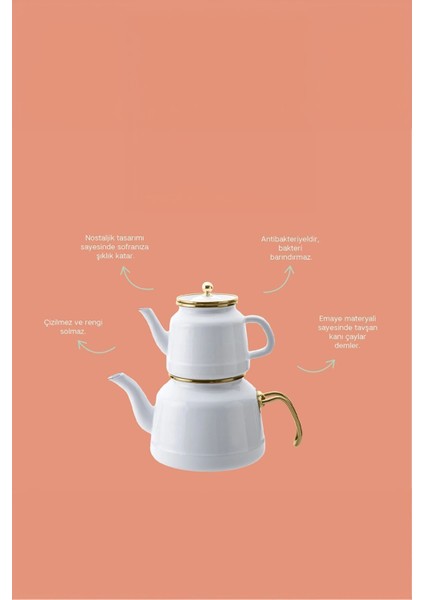 Roomy Beyaz Emaye Çaydanlık Set 4534 fırsatları