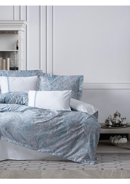 Çift Kişilik Elit Saten Nev Takımı Stilla Mavi