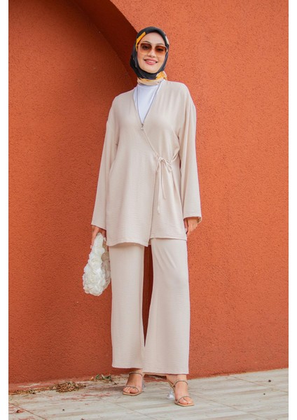 Beren Aerobin Kimono Takım-Bej