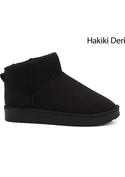 Kadın Siyah Süet Mini Kürklü Bot