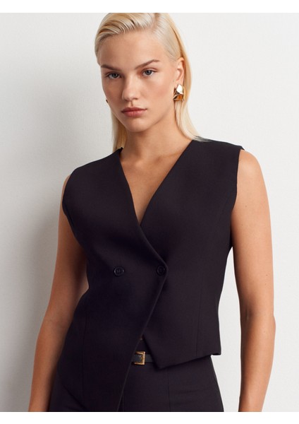 60599 Asimetrik Yelek-Siyah modelleri