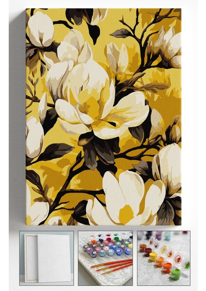 Sayılarla Boyama Çerçeveli Hobi Seti Numaralı Tuval Fırça Boya Dahil Kasnaklı 40X50 cm Sarıağaç