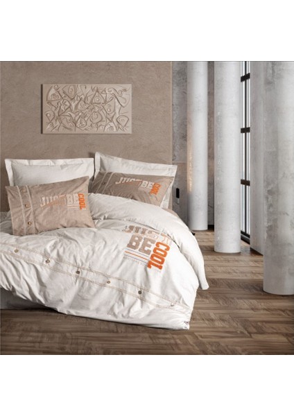 Mood Nakışlı Ranforce Çift Kişilik Nev Takımı Cool Kahve 8680108071168