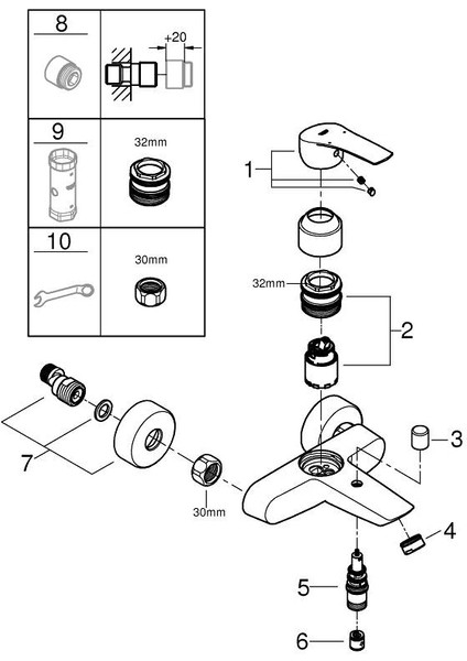 Eurosmart Tek Kumandalı Klasik Banyo Bataryası Grh 33300003 fırsatları