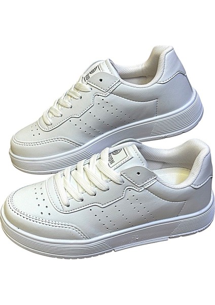 Kafkaslar Düz Beyaz Kız Erkek Çocuk Sneaker Spor Ayakkabı