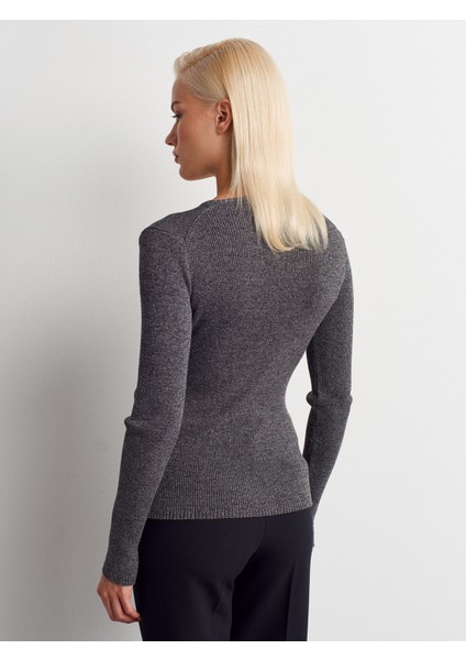 10803 V Yaka Simli Triko Kazak-Füme fiyatları