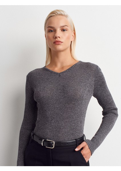 10803 V Yaka Simli Triko Kazak-Füme modelleri