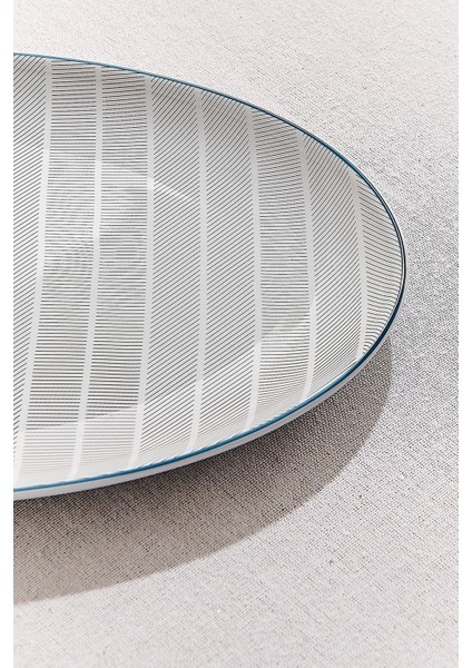 Orquestra Porselen Oval Servis Tabağı Küçük Krem Gri modelleri