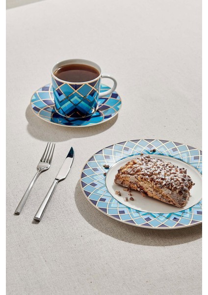 Atlantic Porselen Pasta Tabağı Mavi Beyaz