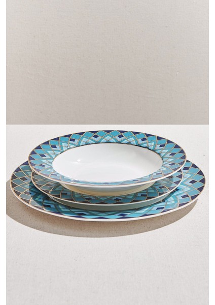 Atlantic Porselen Pasta Tabağı Mavi Beyaz modelleri