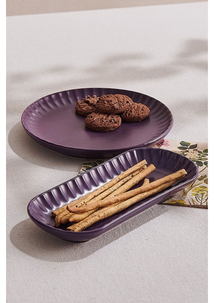 Soft Seramik Servis Tabağı Mor