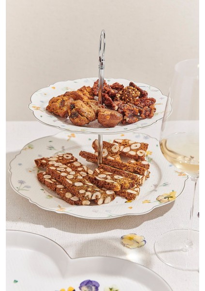 Petite Fleur Porselen Kek Tabağı 2 Katlı Sarı / Beyaz fiyatları