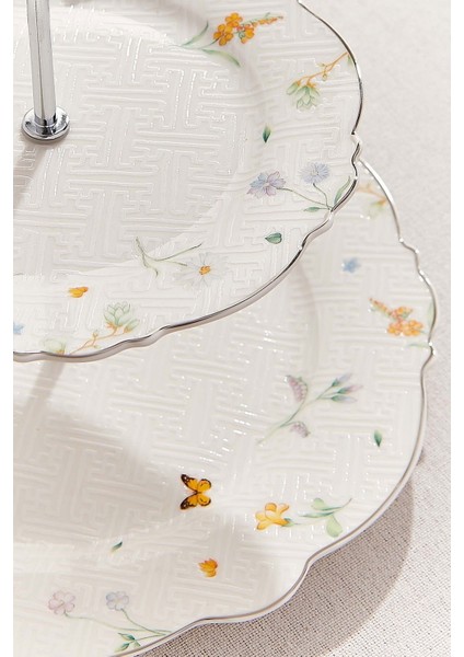 Petite Fleur Porselen Kek Tabağı 2 Katlı Sarı / Beyaz modelleri
