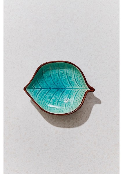 Yaprak Seramik Servis Tabağı 14.5 cm Turkuaz fiyatları