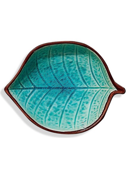 Yaprak Seramik Servis Tabağı 14.5 cm Turkuaz indirimleri