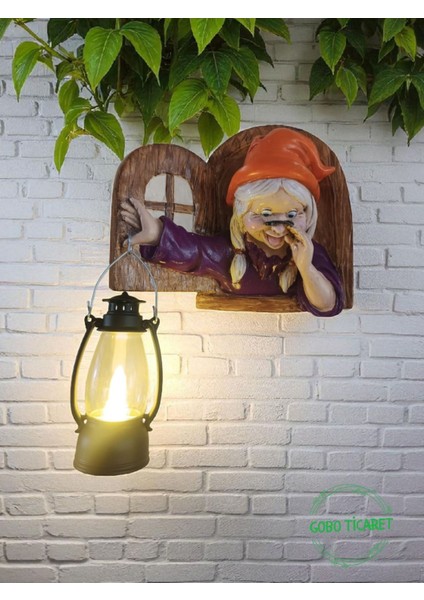 Fenerli Dekoratif Cüce Figürlü Dede ve Nine 2li Set Duvar ve Kapı Lambası–led Işıklı (Renk Seçeneği) indirimleri