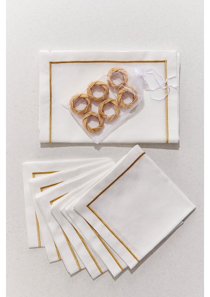 Amerikan Servis + Peçete + Peçete Halkası 6'lı Set