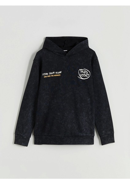 Lcw Kids Siyah Kapüşonlu Erkek Çocuk Sweatshirt