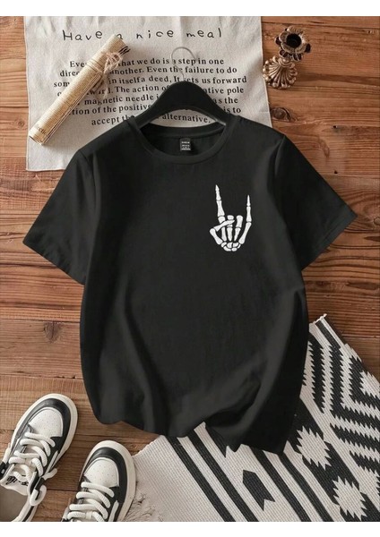 Baskılı T-Shirt - Siyah