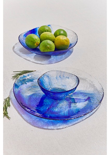 Linden Batik Yemek Tabağı 26 cm Mavi