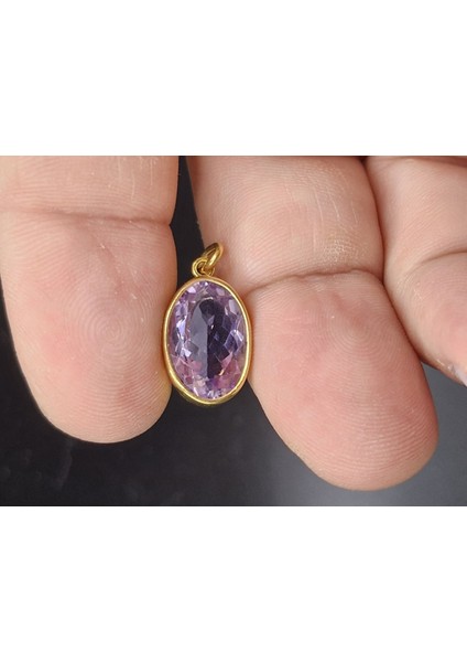 2.80 Gram Natural Ametist 925 Ayar Gümüş Kolye Ucu