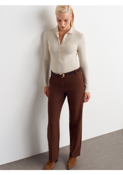 72172 Orta Bel Kumaş Pantolon-Kahve modelleri