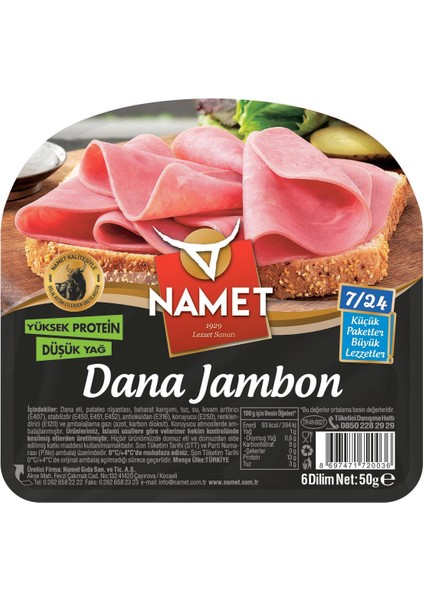 Dana Jambon 7/24 50 gr x 12 Adet – Hazır Dilimlenmiş Şarküteri Lezzeti