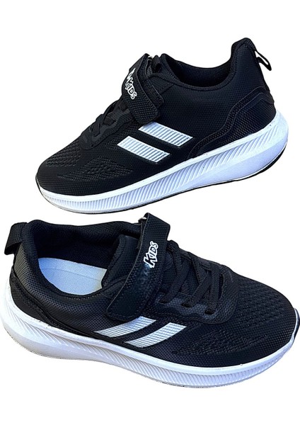 Kafkaslar Siyah Cırtlı Kız Erkek Çocuk Sneaker Spor Ayakkabı fırsatları
